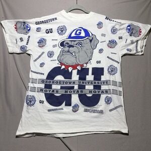 Vintage NCAA Georgetown University Hoyas Basketball AOP T Shirt XXL All Over